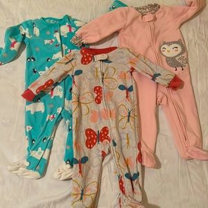Baby Girl Bundle of Carter’s Fleece Pajamas, Size 6 Months